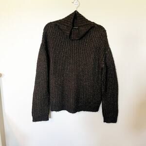 Peruvian connection black gold knit mock neck sweater women’s medium